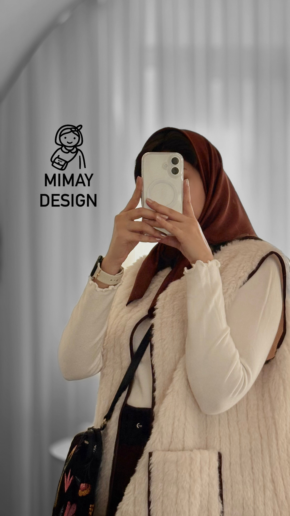 تصویر مینی اسکارف قهوه ای ترندی 